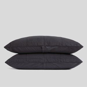 Parachute Linen Box Quilted Sham Set of 2, King, Coal